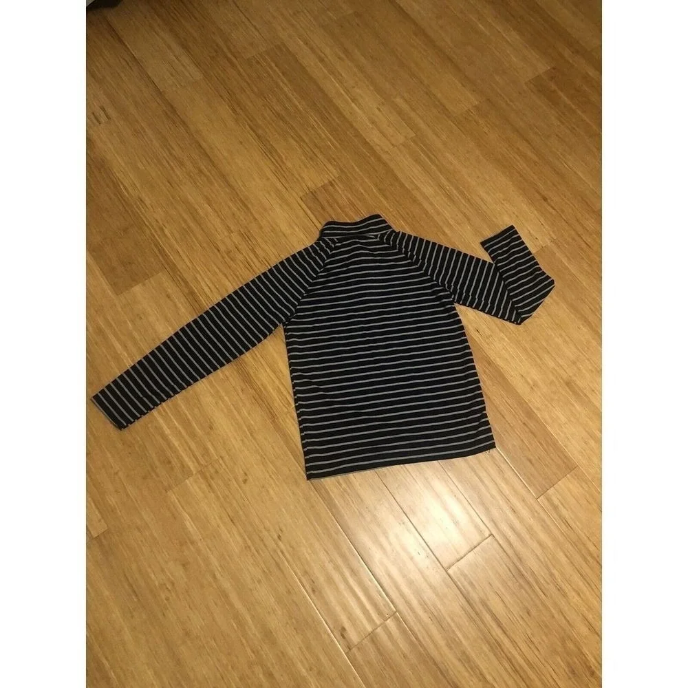 Crown & Ivy Boys Medium Nautical 3/4‎ Zip pullover Lightweight Navy Gray Stripe